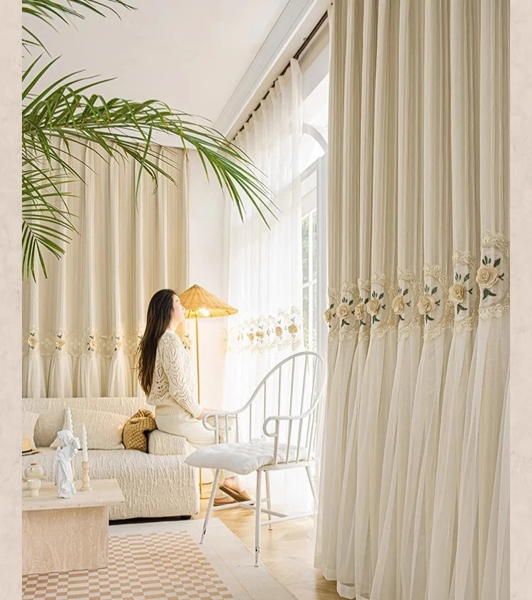Embroidered Flower Curtains