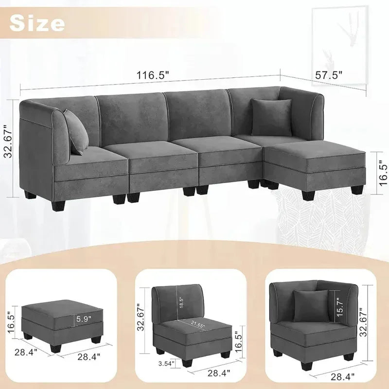 RPD4-Voasig 5 Pieces Sectional