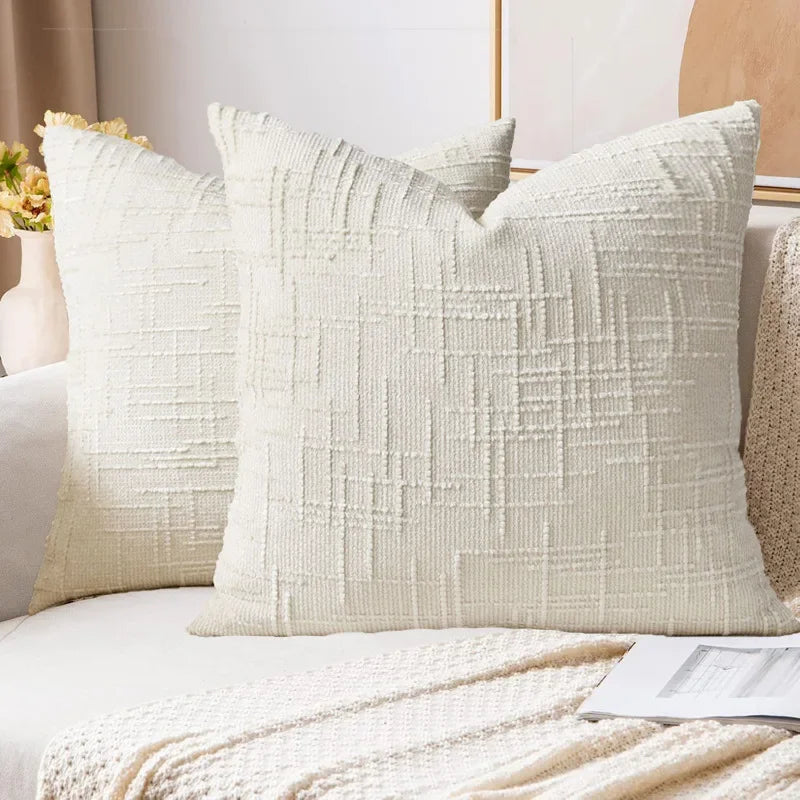 Chenille Pillowcase Bamboo Yarn Texture Throw Pillow Covers Solid Sofa Cushion Covers for Home Bedroom Living Room Decor