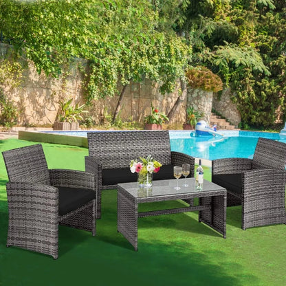 4 PCS Wicker Patio Set